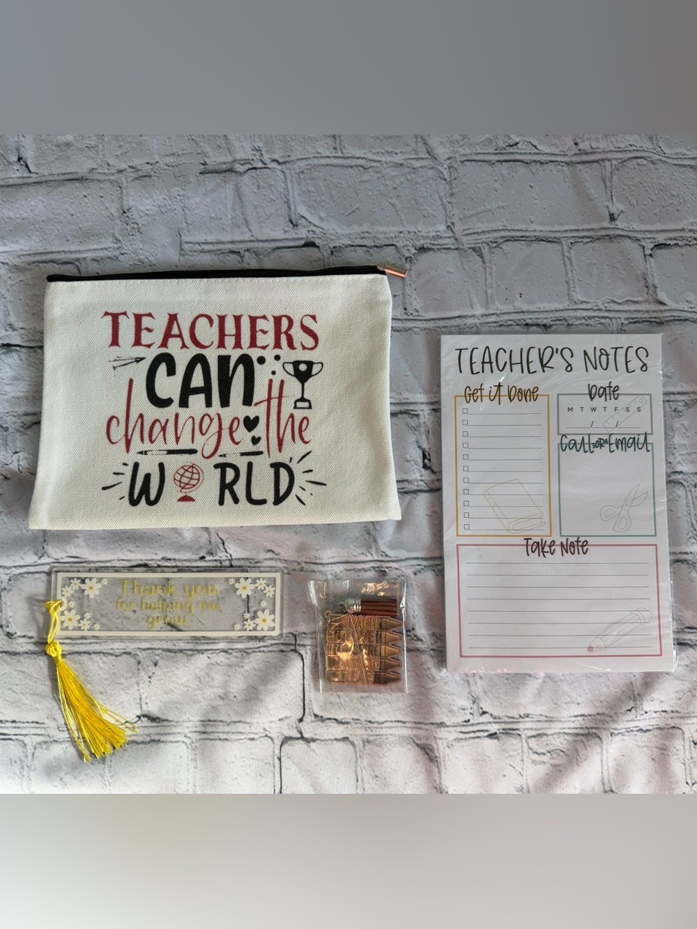 Canvas Teacher Pencil Case Pouch - White